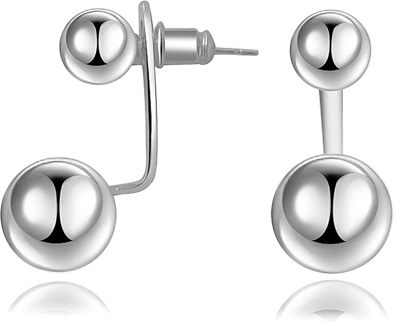 Surrounded Forest Store Double Ball Jacket Earrings for Women Front Back 2 in 1 Stud Earrings Pearl Ball Earrings - Image 1
